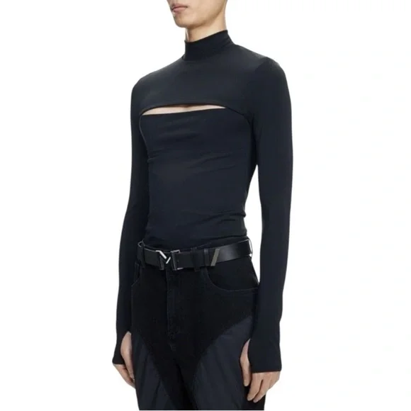 MUGLER x H&M Super-fitted Elegant Black Cut-Out Jersey Shirt Men’s Size 3XL - Picture 2 of 13